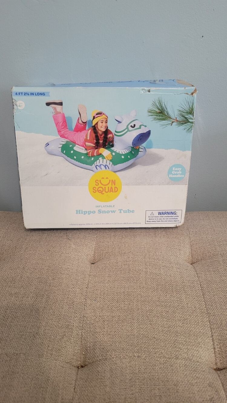Sun Squad 50" Snow Tube Hippo Green/White/Black Inflatable NEW